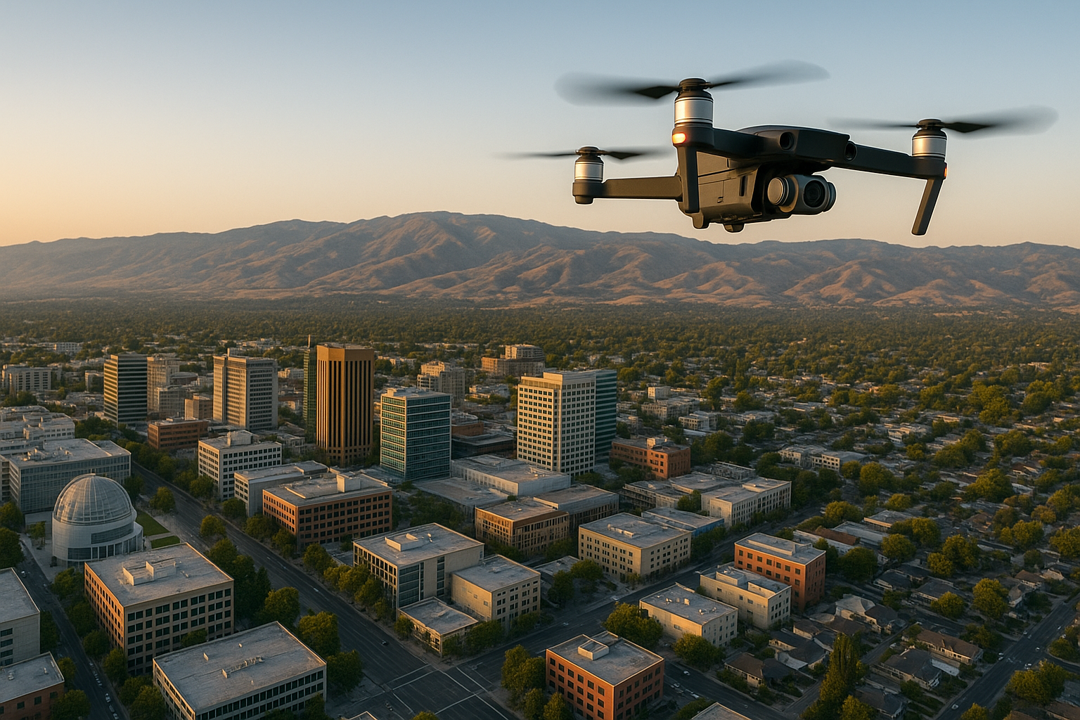 Professional drone services in San Jose, CA - Aerial view of San Jose skyline