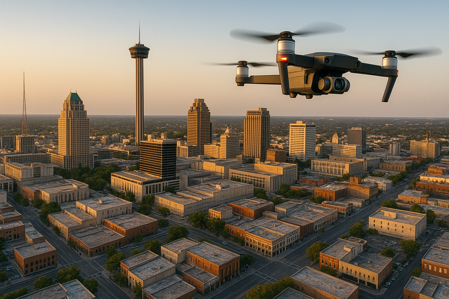 Professional drone services in San Antonio, TX - Aerial view of San Antonio skyline